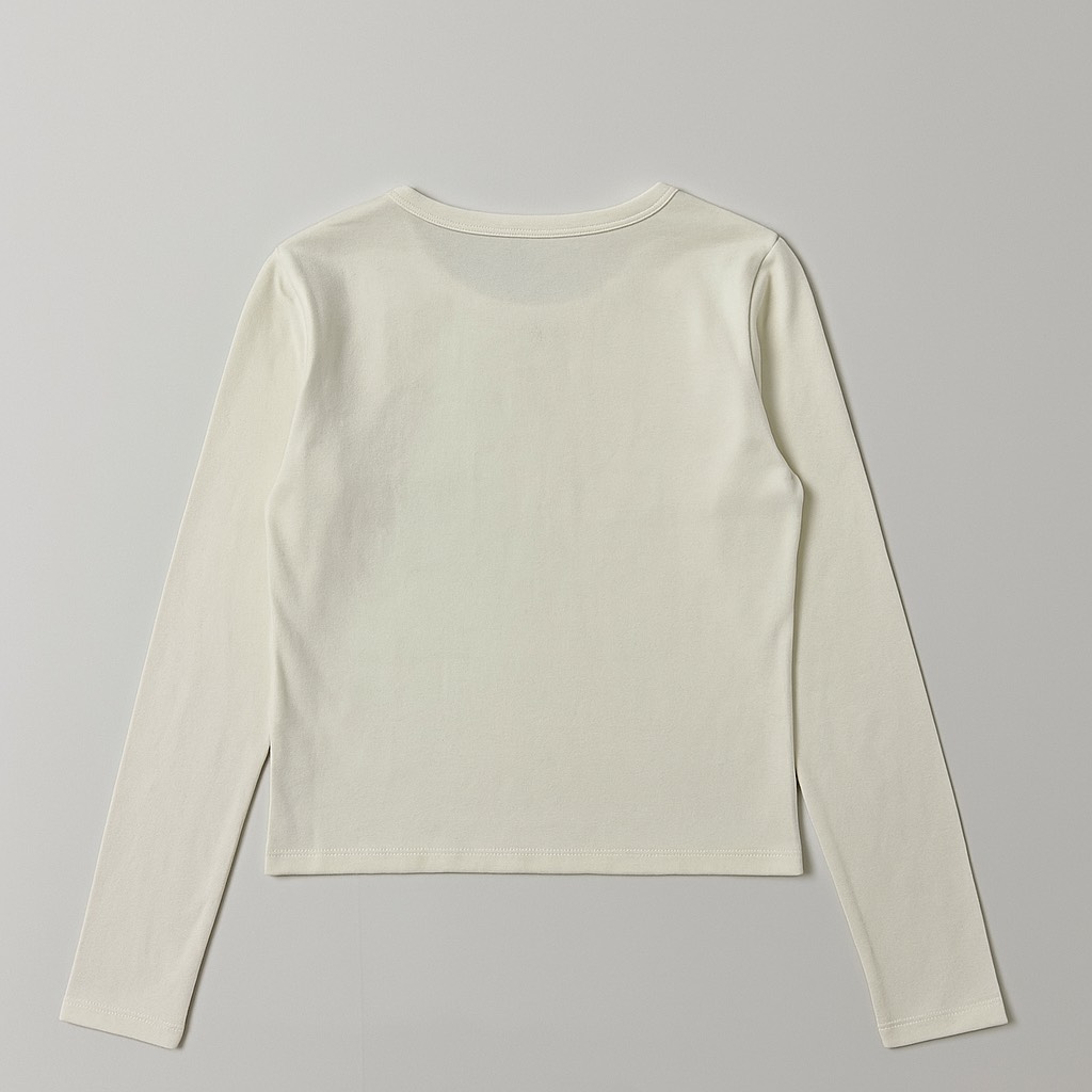 KAYIK YAKA UZUN KOLLU BEYAZ TİŞÖRT - 3