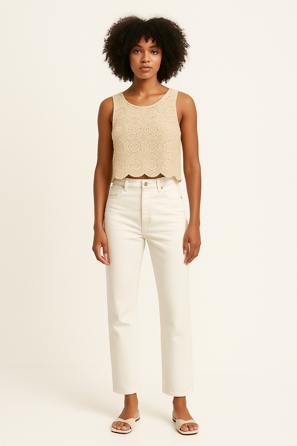 EXİİ Limited Bej Bisiklet Yaka Dantelli Kadın Crop