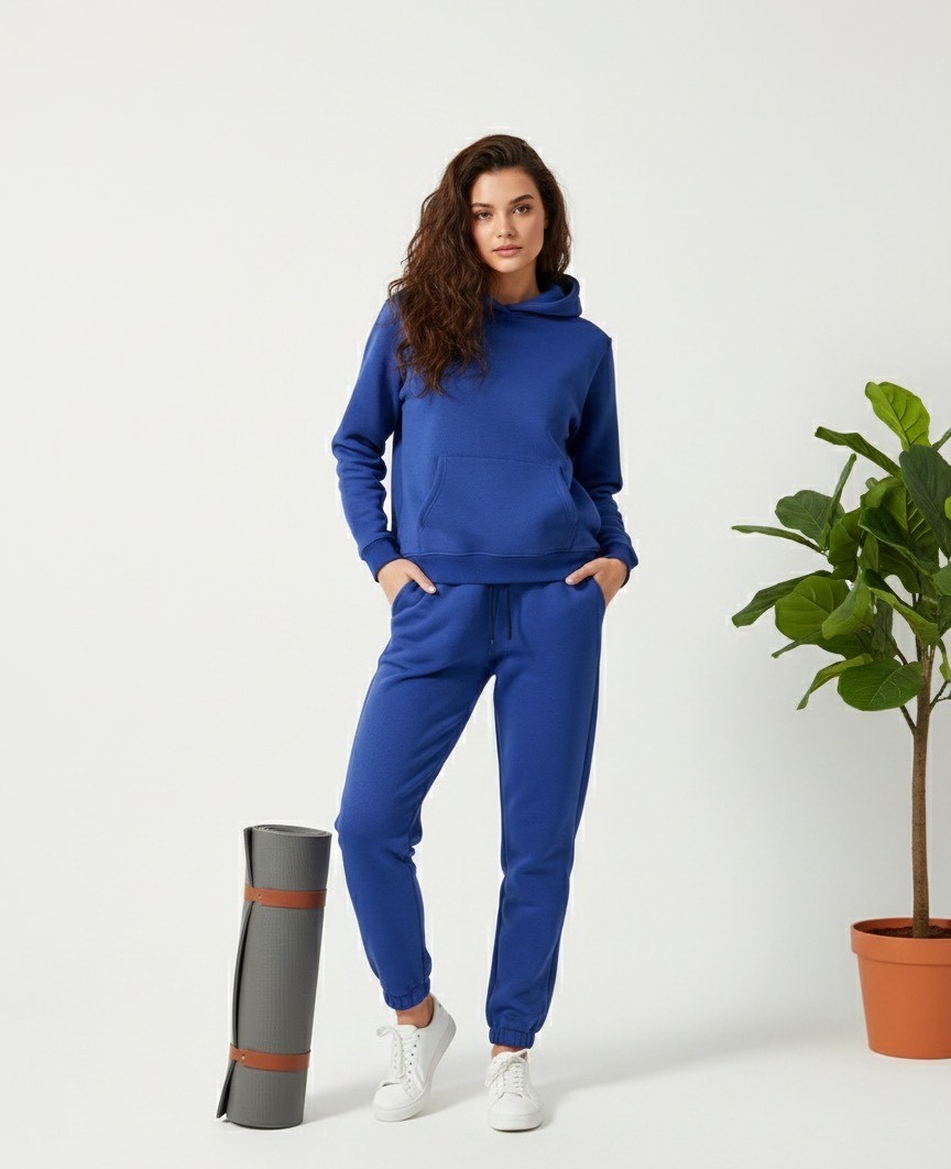 MAVİ KAPÜŞONLU İÇİ TÜYLÜ HOODİE