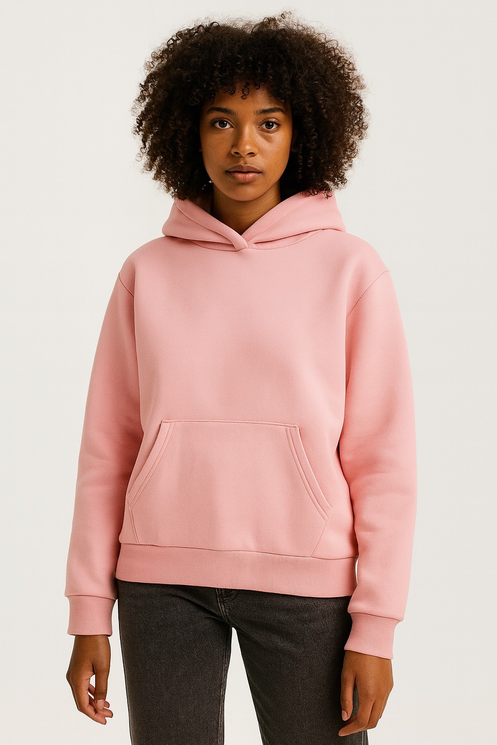 PEMBE KAPÜŞONLU İÇİ TÜYLÜ HOODİE - 1