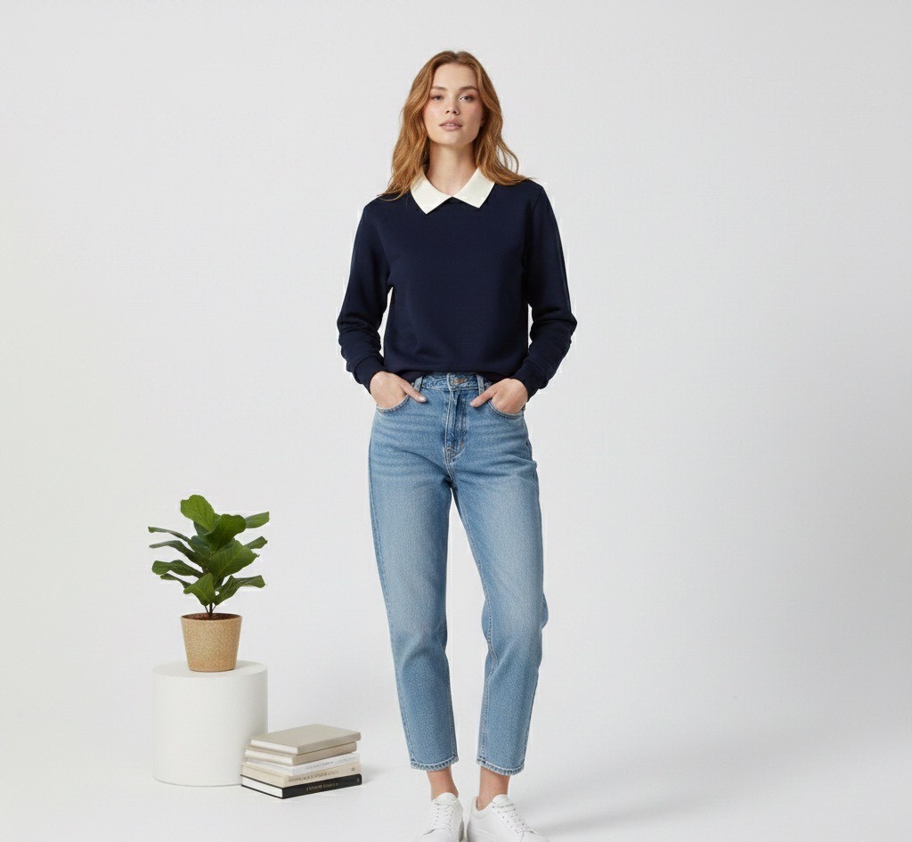  Polo Yaka  Kolej Sweatshirt Polo Yaka - 2