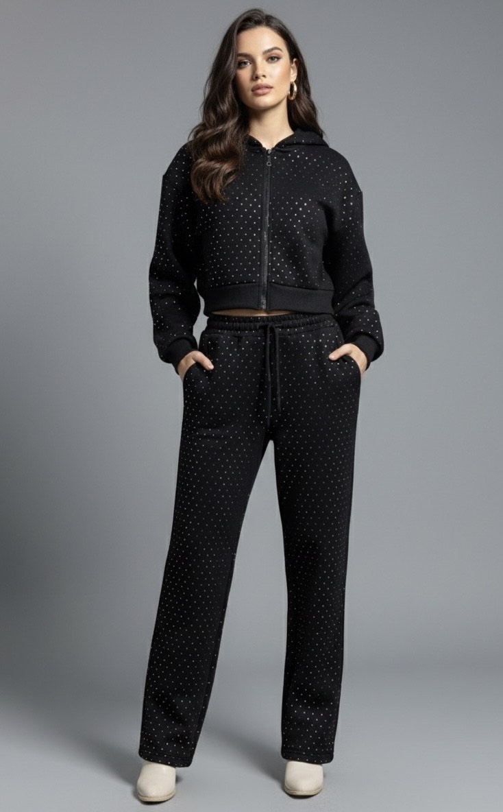 PUL PAYET BASKILI EŞOFMAN TAKIMI