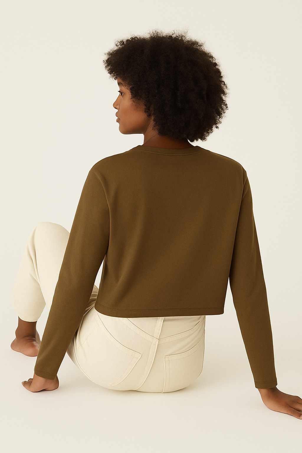 UZUN KOLLU KAHVERENGİ BLUZ - 2